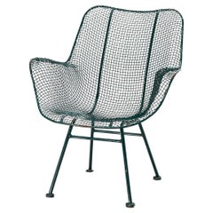 Retro Russell Woodard 'Sculptura' Patio Chair in Dark Green Lacquered Metal 