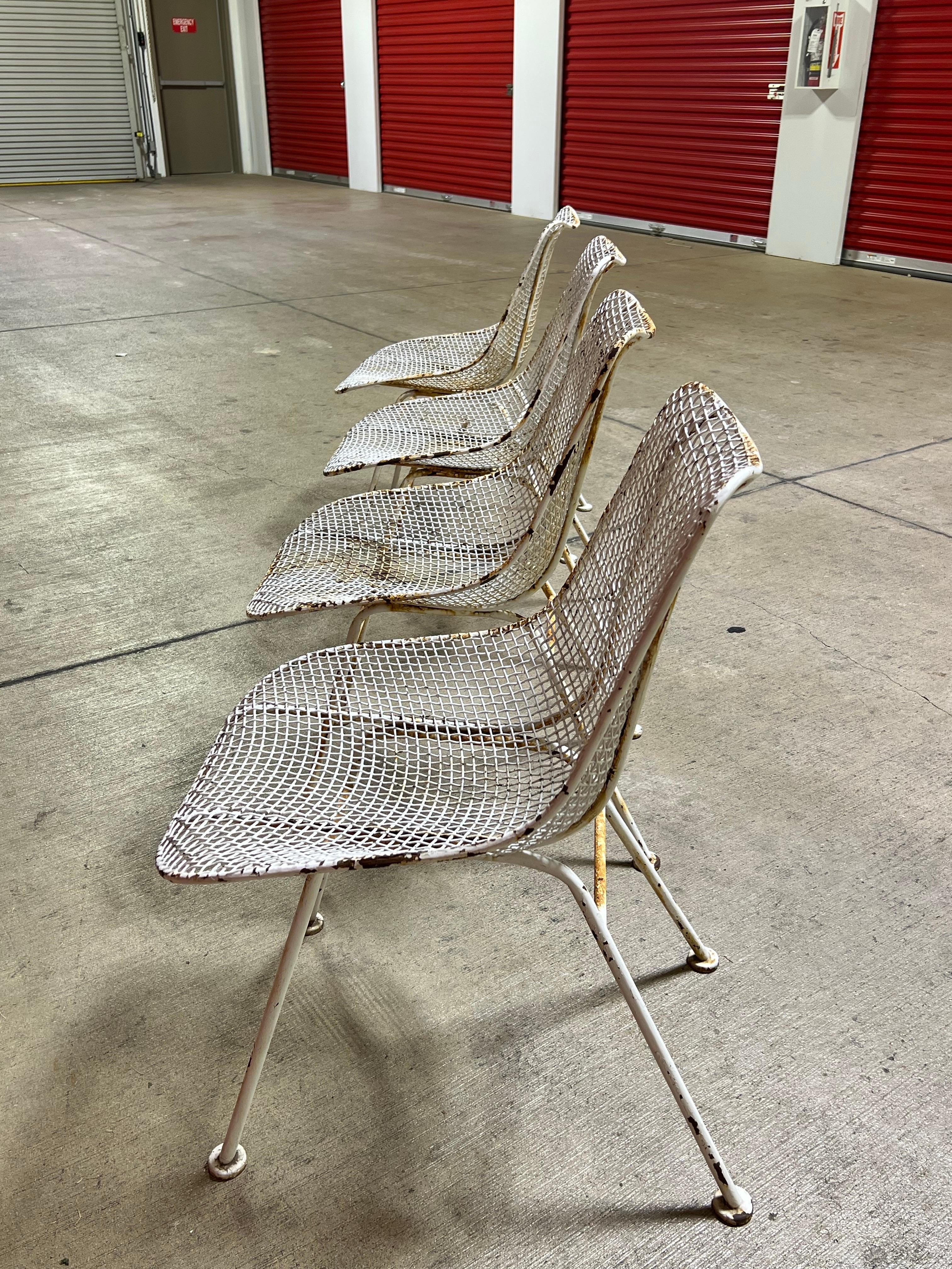 Russell Woodard 'Sculptura' White Outdoor Armless Chairs - Set of 4 For Sale 2