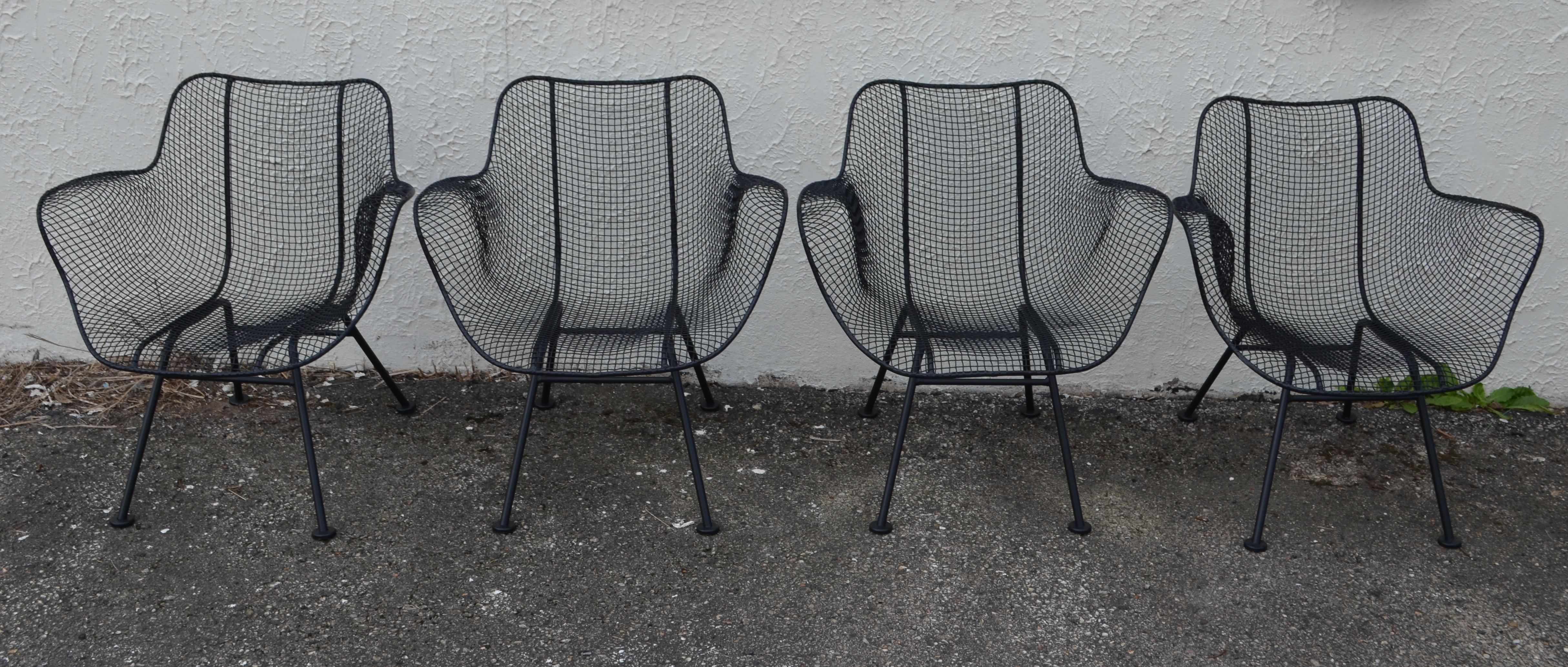 Russell Woodard Sculptura Wire Patio Chairs, Set of 4, Classic Black 6