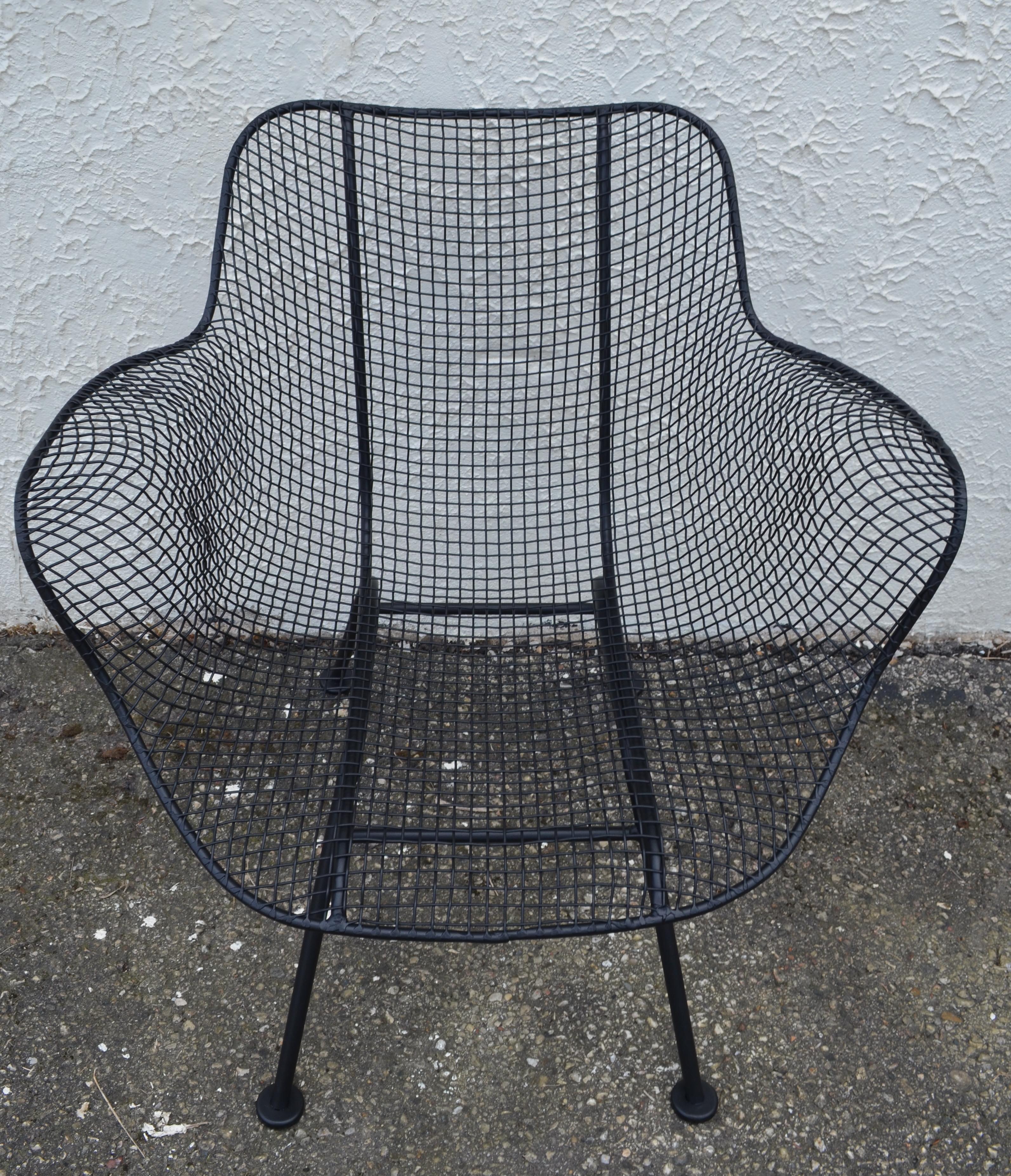 Mid-20th Century Russell Woodard Sculptura Wire Patio Chairs, Set of 4, Classic Black