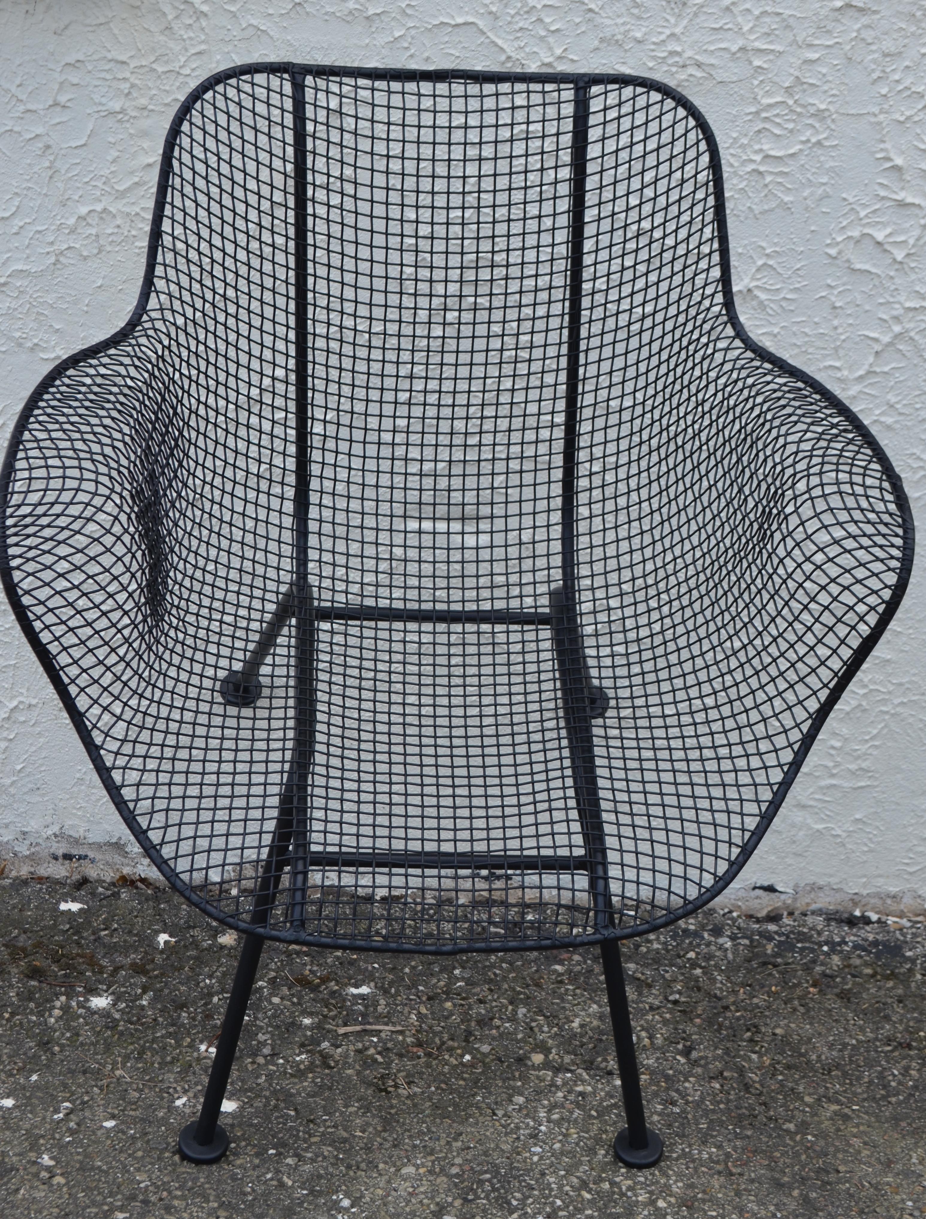Steel Russell Woodard Sculptura Wire Patio Chairs, Set of 4, Classic Black