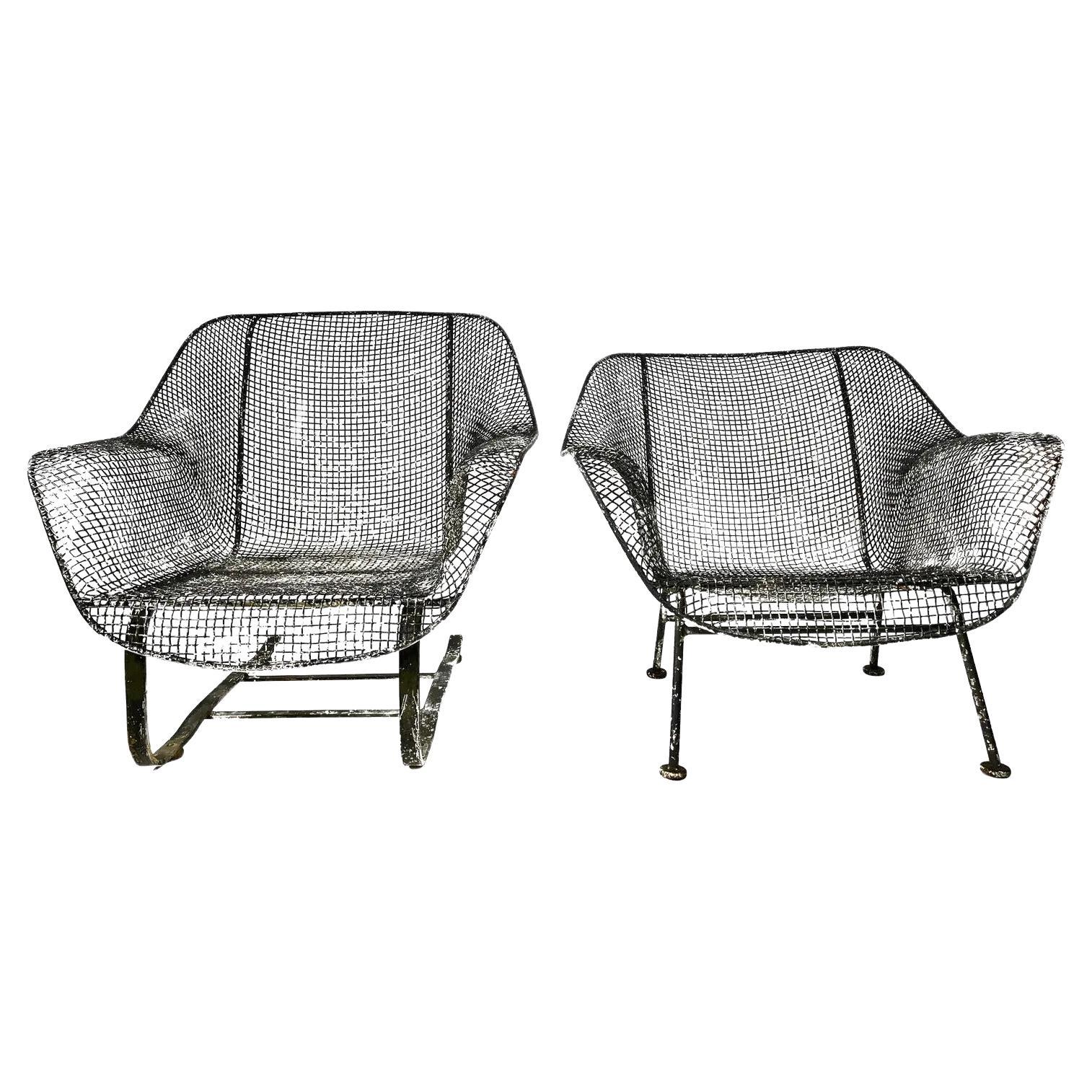 Russell Woodard Sculptura Wrought Iron Lounge Chairs, a Pair