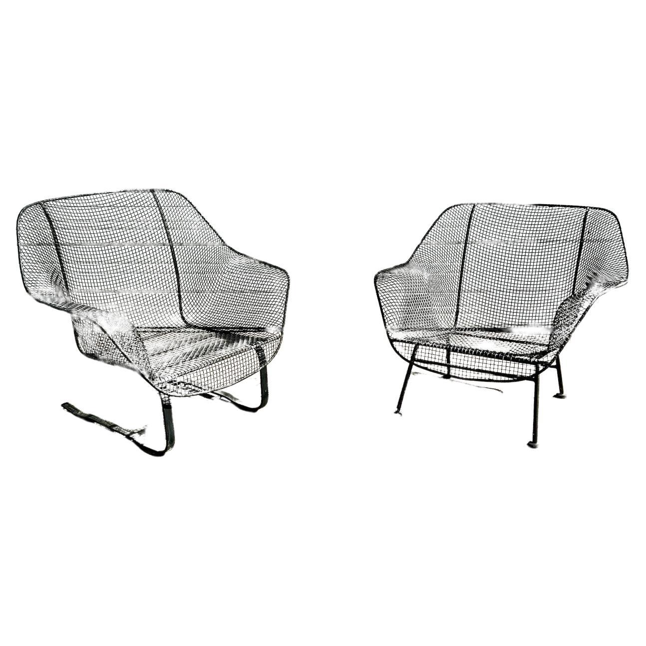 Russell Woodard Sculptura Wrought Iron Lounge Chairs, a Pair