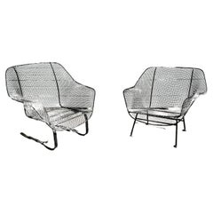 Russell Woodard Sculptura Wrought Iron Lounge Chairs, a Pair