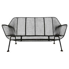 Vintage Russell Woodard Sculptura Wrought Iron Patio Loveseat