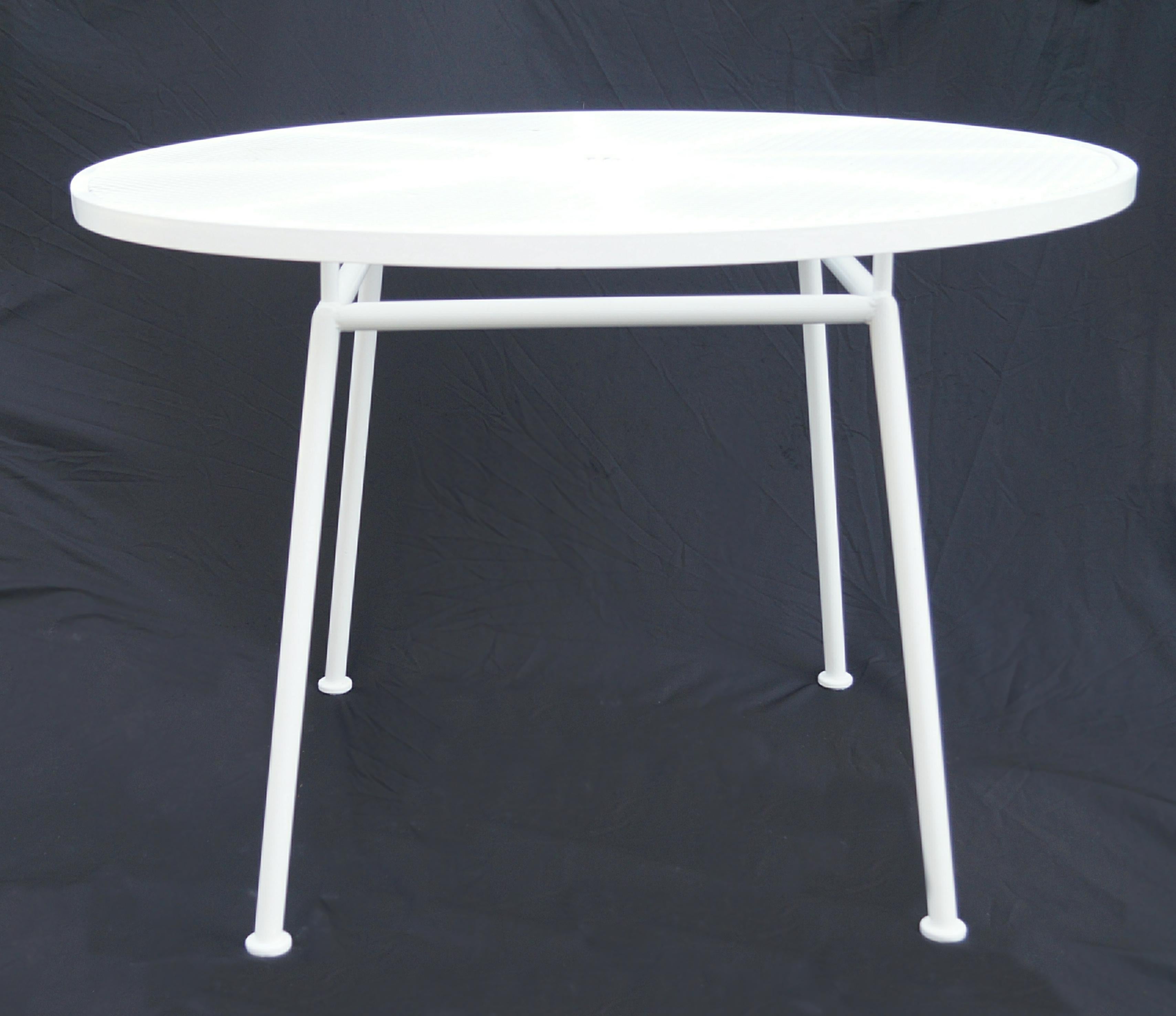 Russell Woodard Sculptura Wrought Iron Round Dining Table Mid Century Modern  
If you are in the New Jersey, New York City Metro Area, please contact us with your delivery zipcode, as we may be able to deliver curbside for less than the calculated
