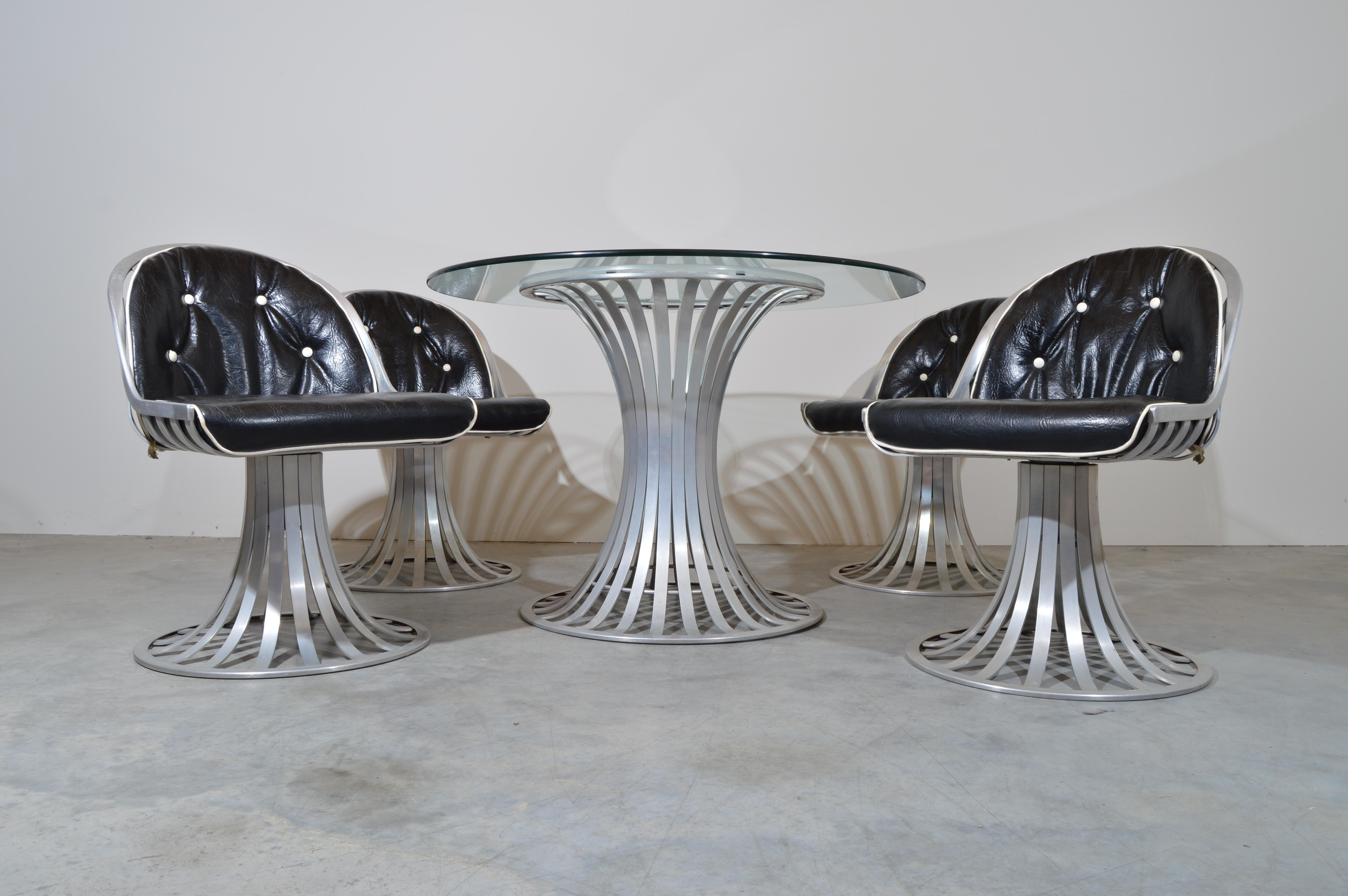 Mid-Century Modern Russell Woodard Sculptural Aluminum Table and Chairs Dining Dinette Set