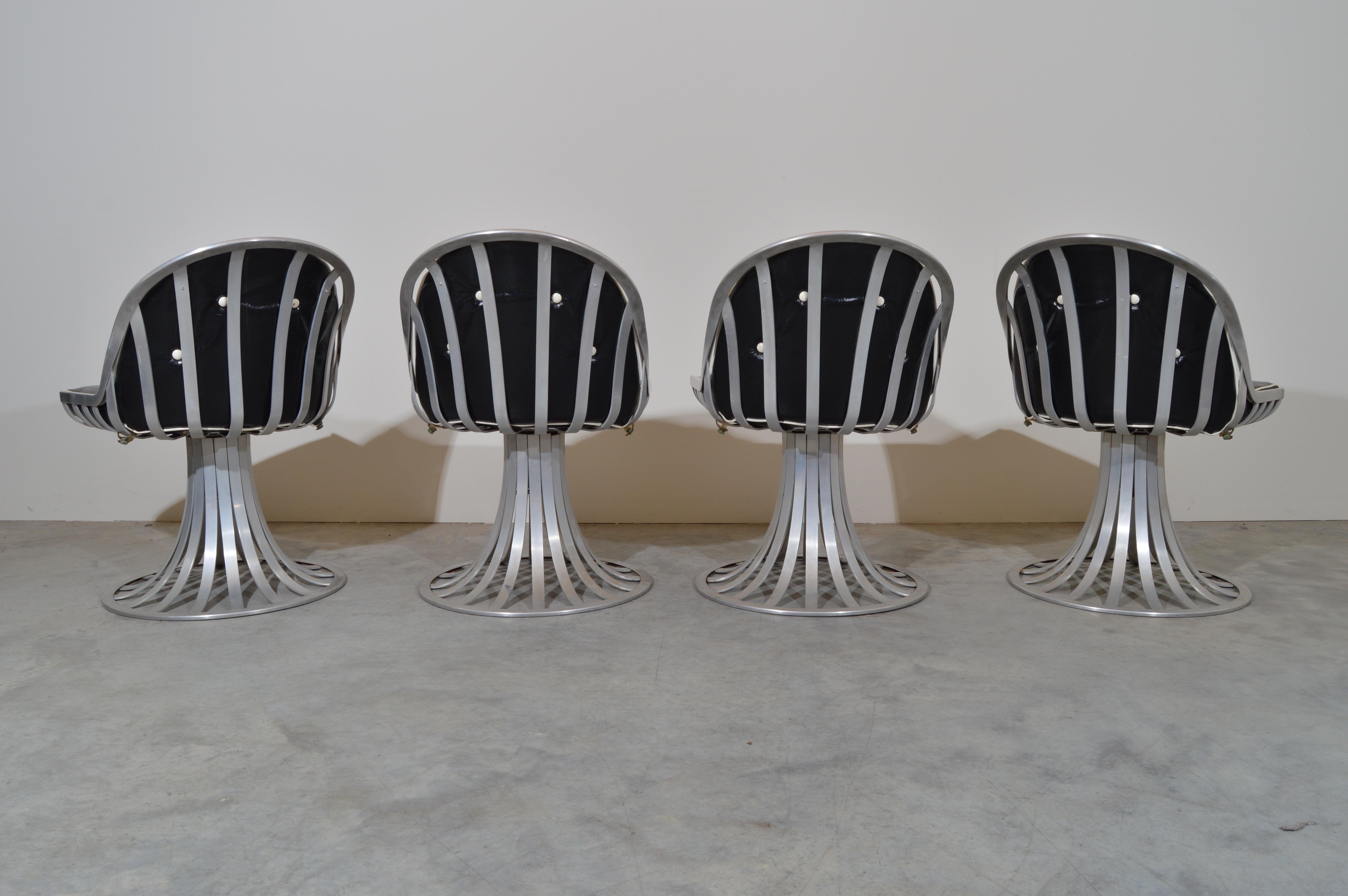 Tempered Russell Woodard Sculptural Aluminum Table and Chairs Dining Dinette Set