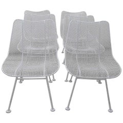 Russell Woodard Sculptural White Mesh Dining Side Chairs Set of 6