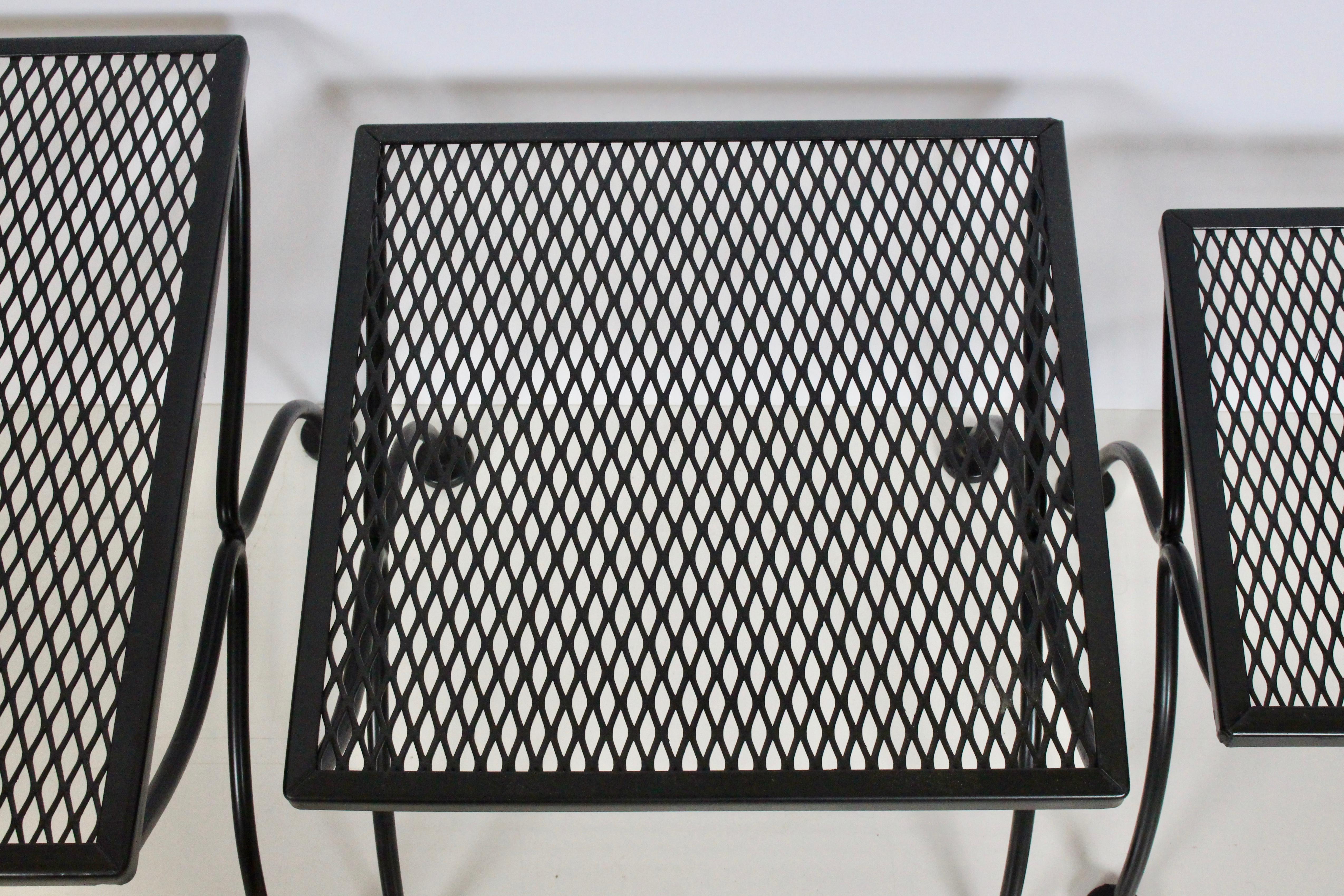 Russell Woodard Set of Three Black Iron Nesting Tables, 1950's For Sale 3