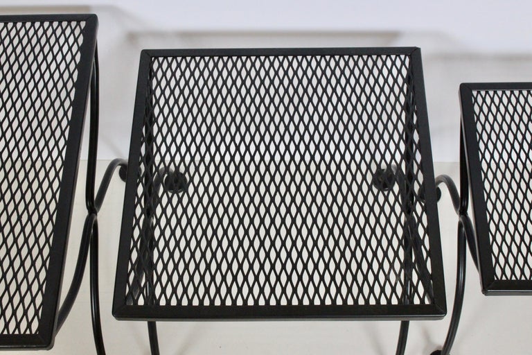 Russell Woodard Set of Three Black Iron Nesting Tables, 1950's For Sale 4