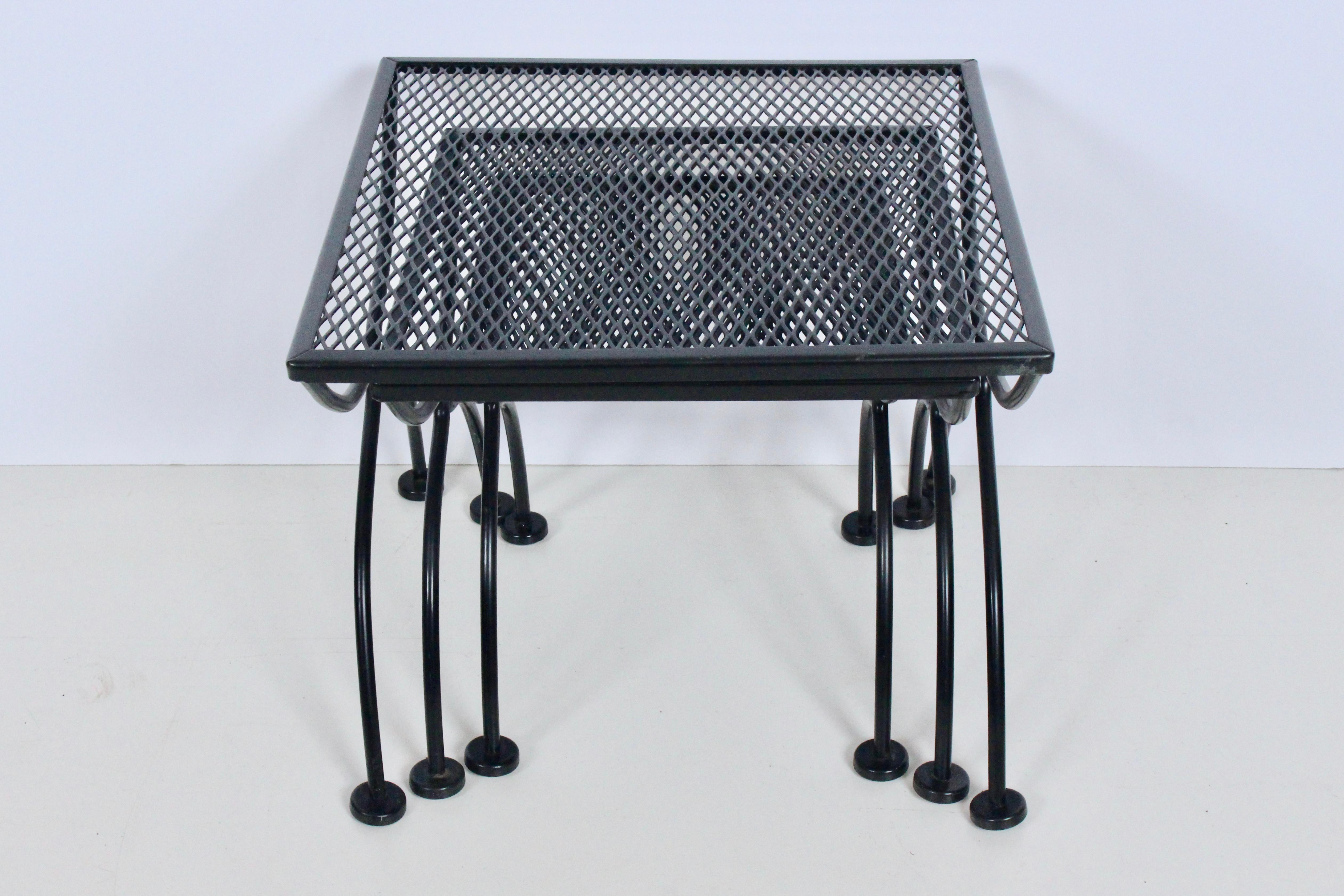 Russell Woodard Set of Three Black Iron Nesting Tables, 1950's For Sale 8