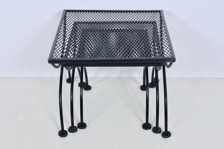 Russell Woodard Set of Three Black Iron Nesting Tables, 1950's For Sale 9