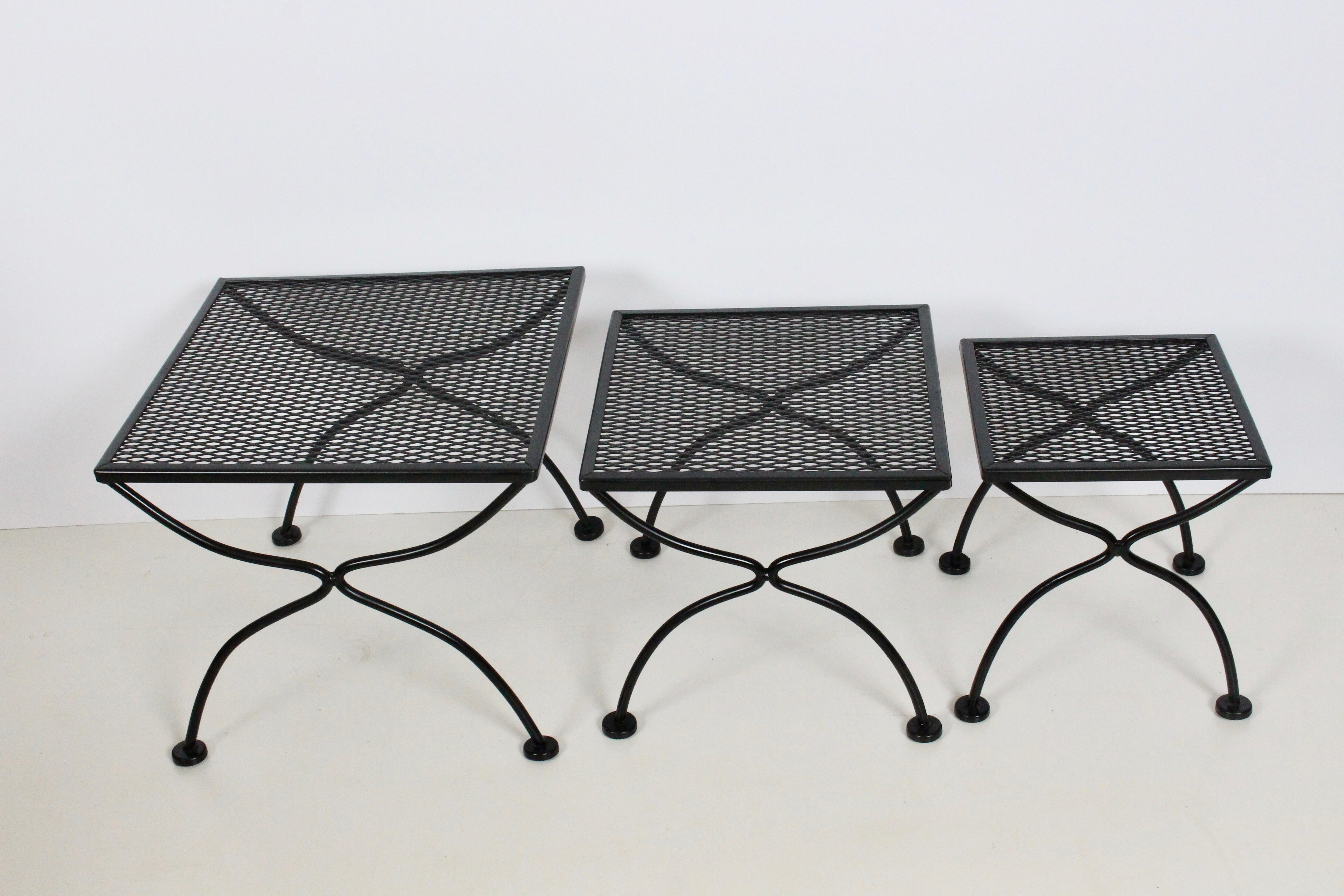 Russell Woodard Set of Three Black Iron Nesting Tables, 1950's For Sale 9