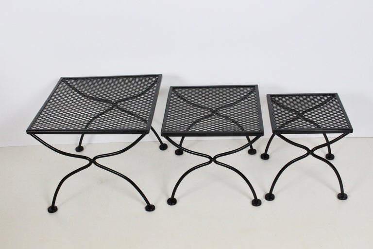 Russell Woodard Set of Three Black Iron Nesting Tables, 1950's For Sale 10