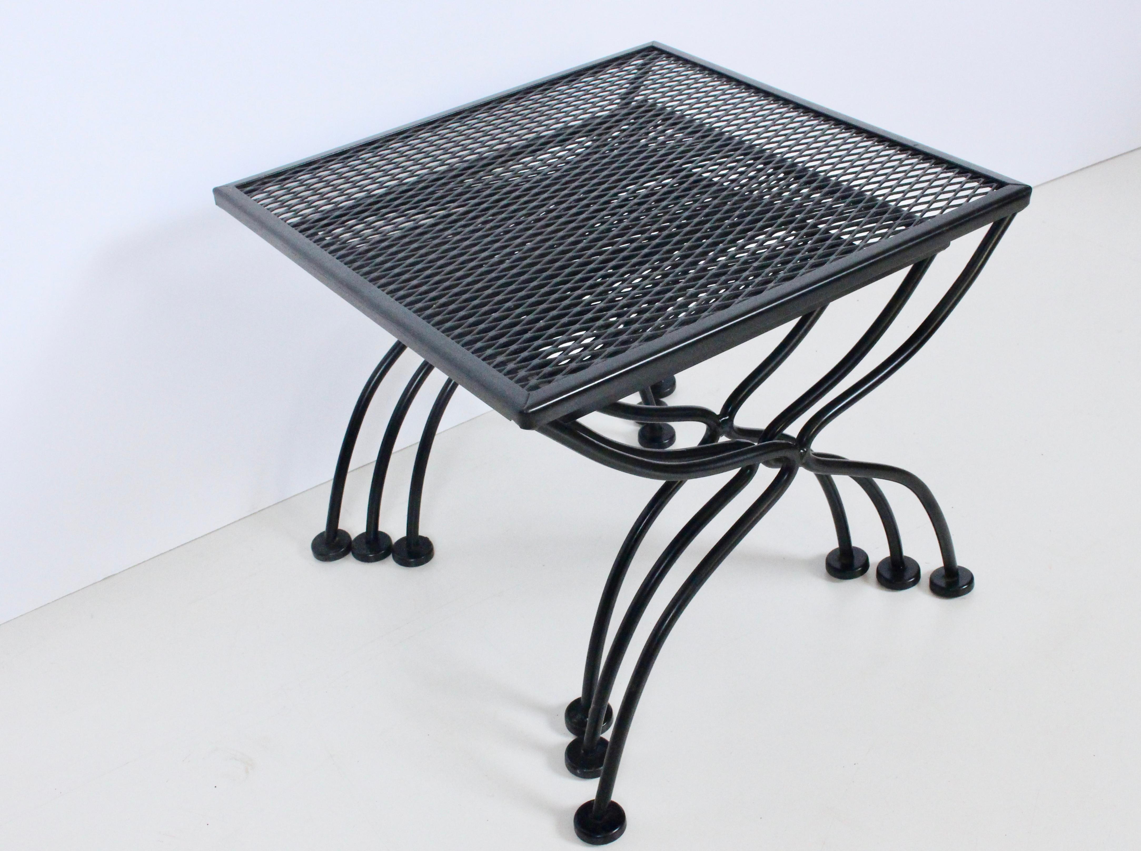 Mid-Century Modern Russell Woodard Set of Three Black Iron Nesting Tables, 1950's For Sale