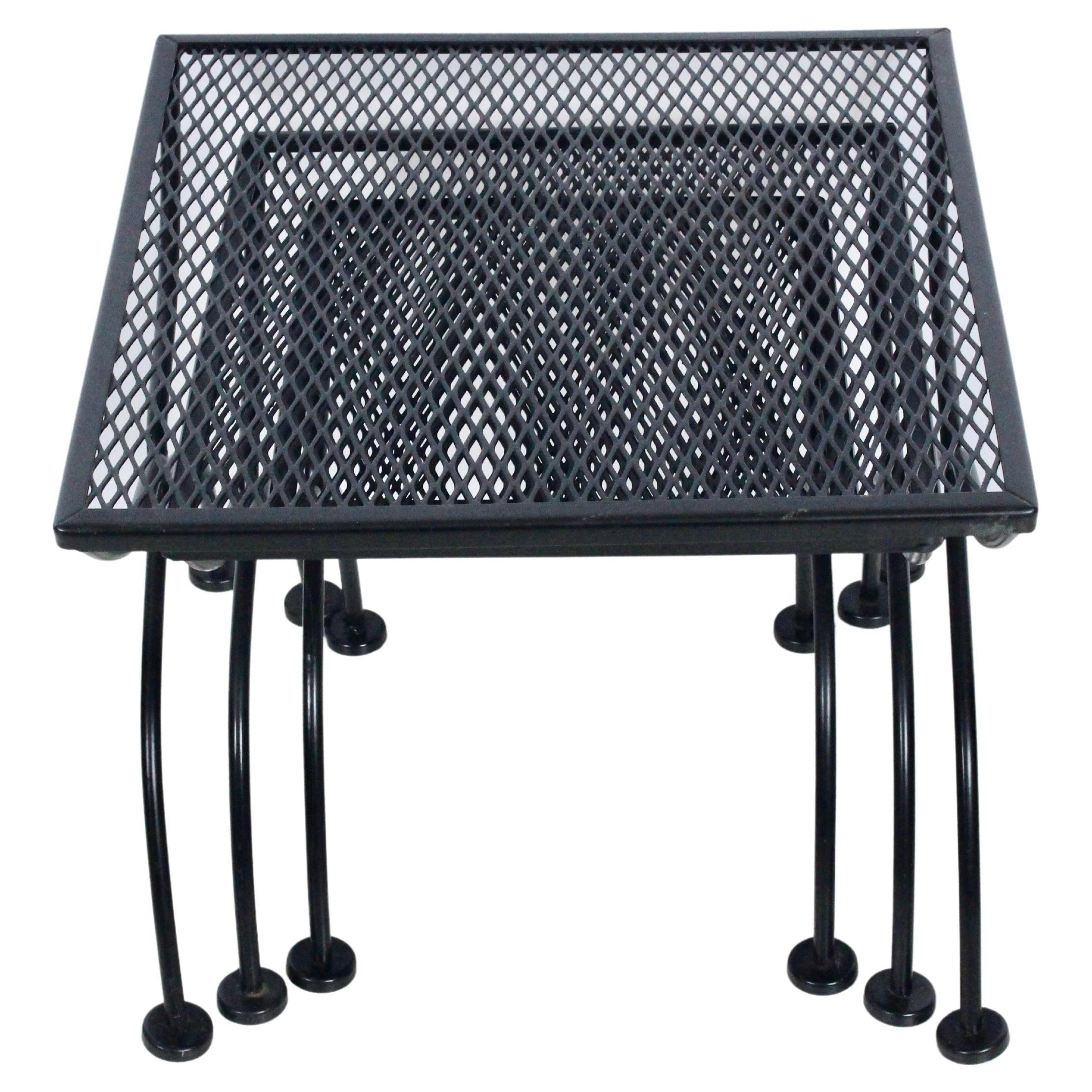 Russell Woodard Set of Three Black Iron Nesting Tables, 1950's