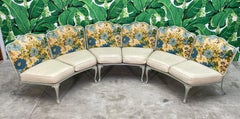 Russell Woodard Signed Wrought Iron Curved Sectional Patio Sofa