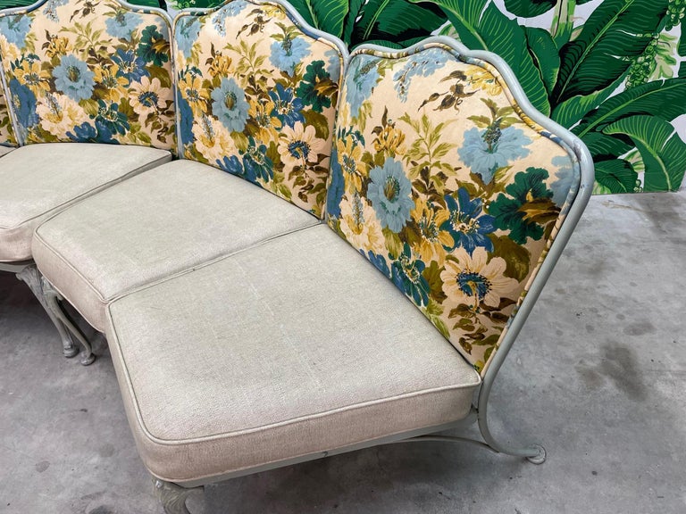 Russell Woodard Signed Wrought Iron Curved Sectional Patio Sofa For