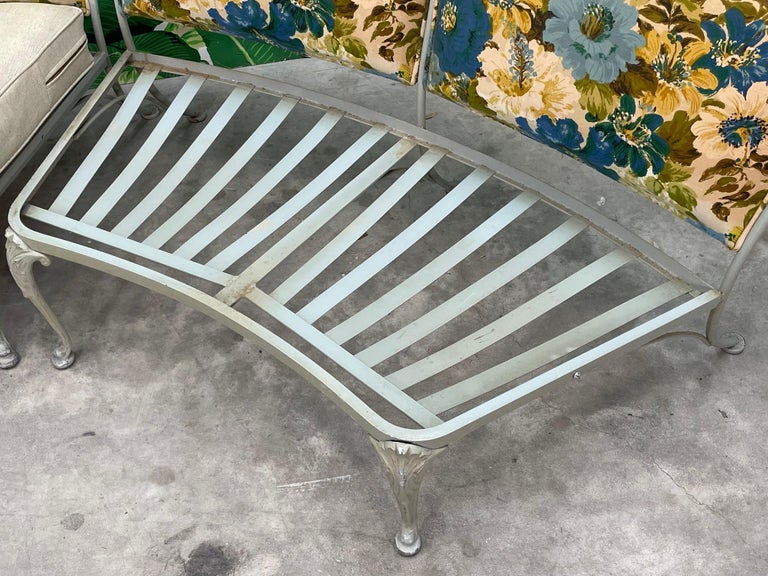 Russell Woodard Signed Wrought Iron Curved Sectional Patio Sofa For