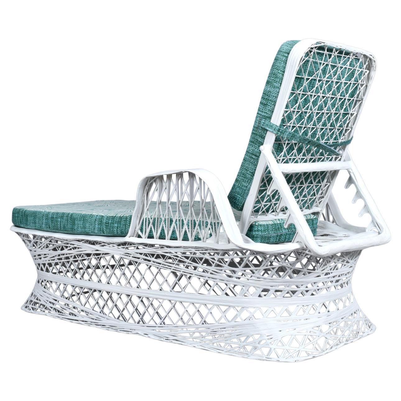 Russell Woodard Spun Fiberglass Outdoor Chaise Lounger with Reversible Cushions