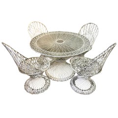 Russell Woodard Spun Fiberglass Patio Set, 4 Chairs and Round Table