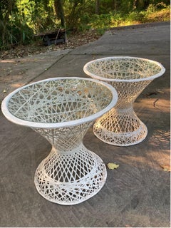 russell woodard spun fiberglass side tables