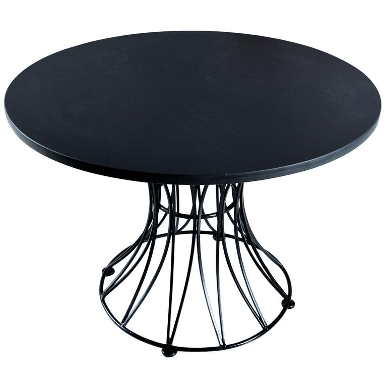 Russell Woodard Style Hourglass Metal Cage Slate Top Dining Table