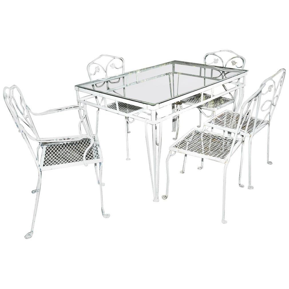 check John Salterini Style Maple Leaf Garden Dining Table and Chairs Set