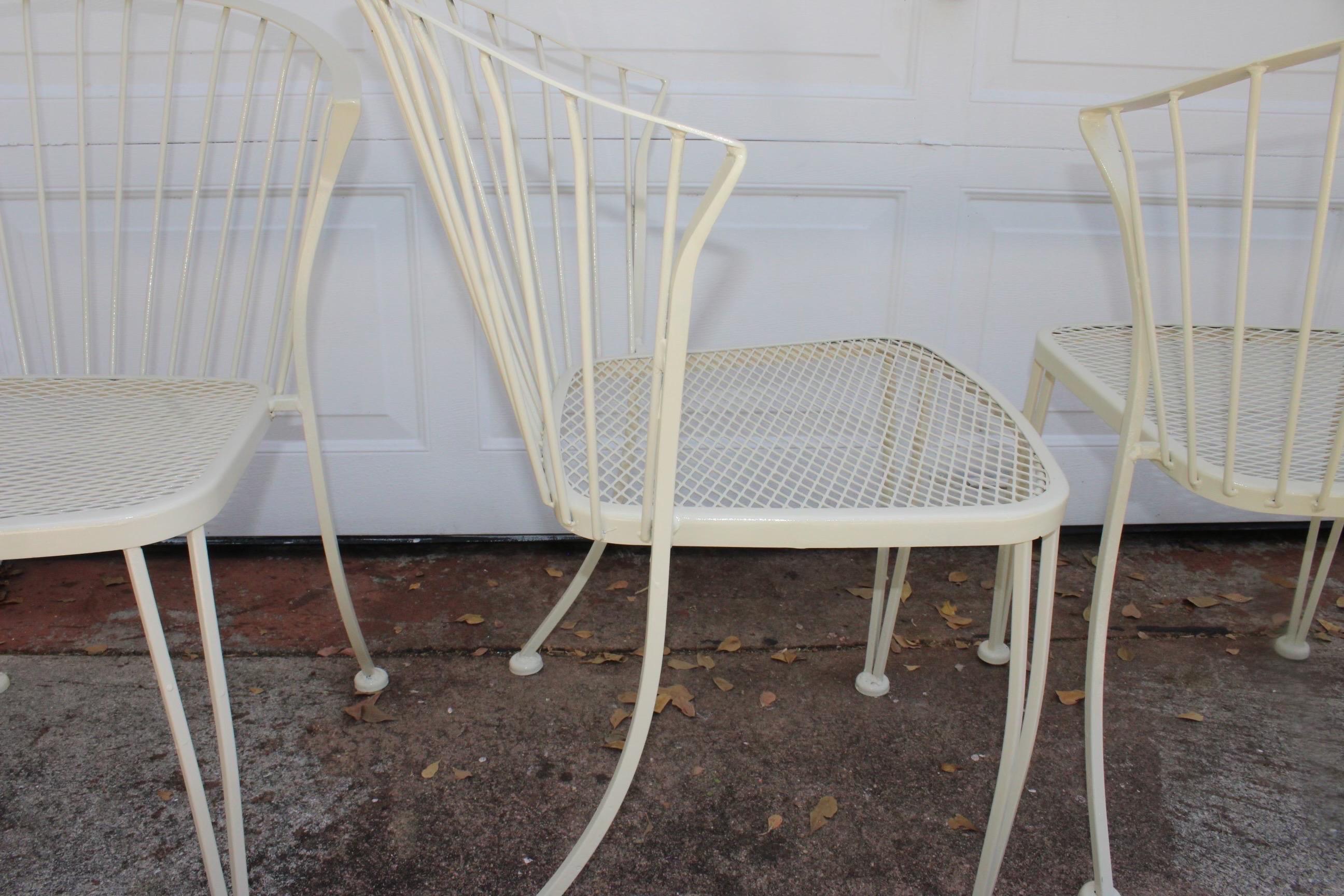 American Russell Woodard Style Pinecrest Outdoor Wrought Iron Chairs - Set of 4