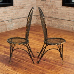 Russell Woodard Tall Back Side Chairs Pair