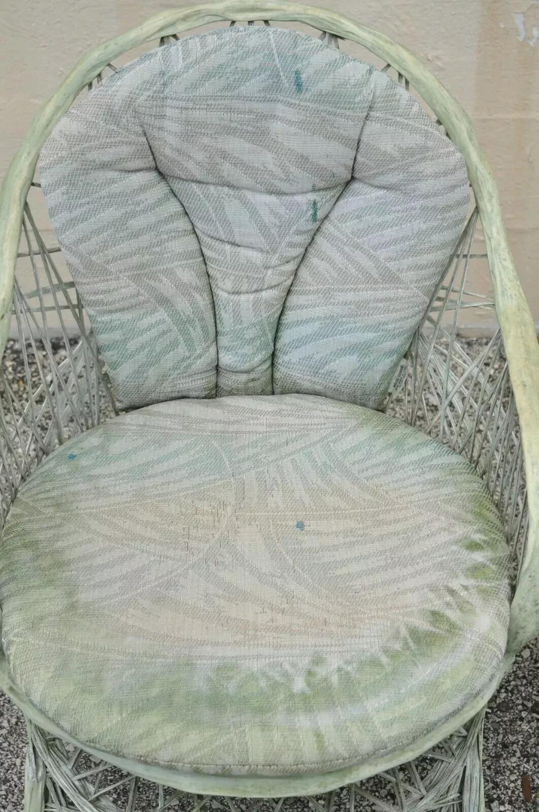 Russell Woodard Woven Spun Fiberglass Swivel Rolling Club Lounge Chairs - Pair For Sale 3
