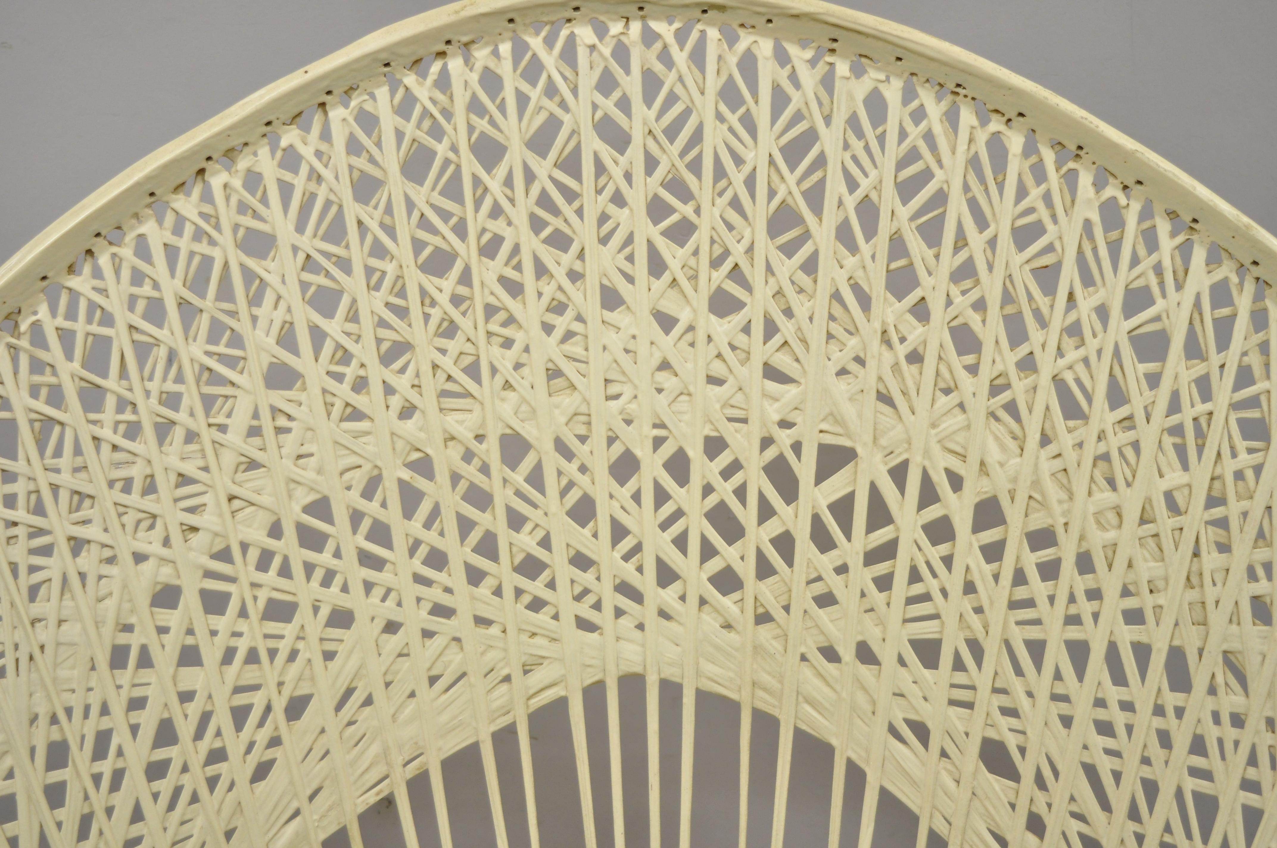 North American Russell Woodard Woven Spun Fiberglass Tall Fan Back Peacock Diamond Chair