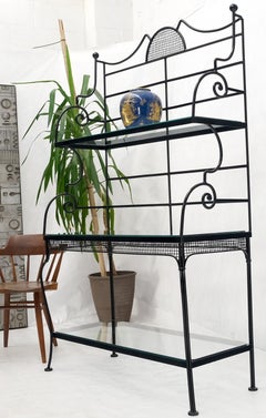 Russell Woodard Wrought Iron 3 Tiers Bakers Rack w/ Glass Shelves