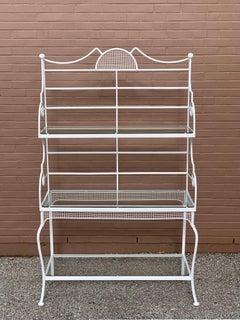 Russell Woodard Wrought Iron 3 Tiers Bakers Rack W/ Glass Shelves, Plant Stand