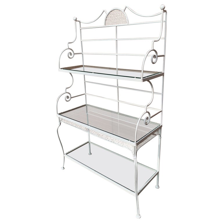 Russell Woodard Wrought Iron 3 Tiers Bakers Rack W/ Glass Shelves, Plant  Stand For Sale at 1stDibs | wrought iron bakers rack with glass shelves,  wrought iron bakers rack outdoor, vintage wrought