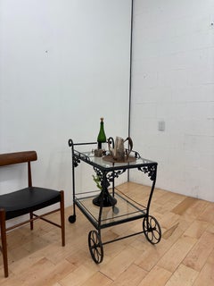 Russell Woodard Wrought Iron Bar Cart  Mid-Century Modern Drinks Cart