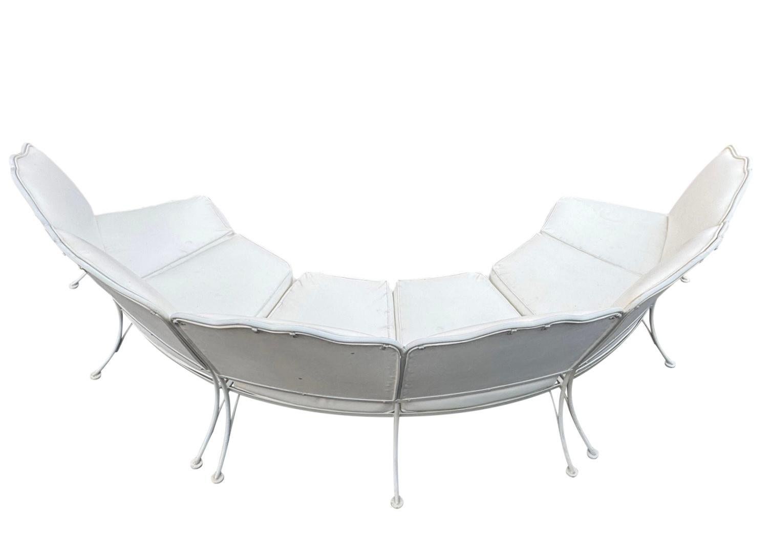 Russell Woodard Wrought Iron Curved Sectional Patio Sofa In Good Condition For Sale In Bensalem, PA