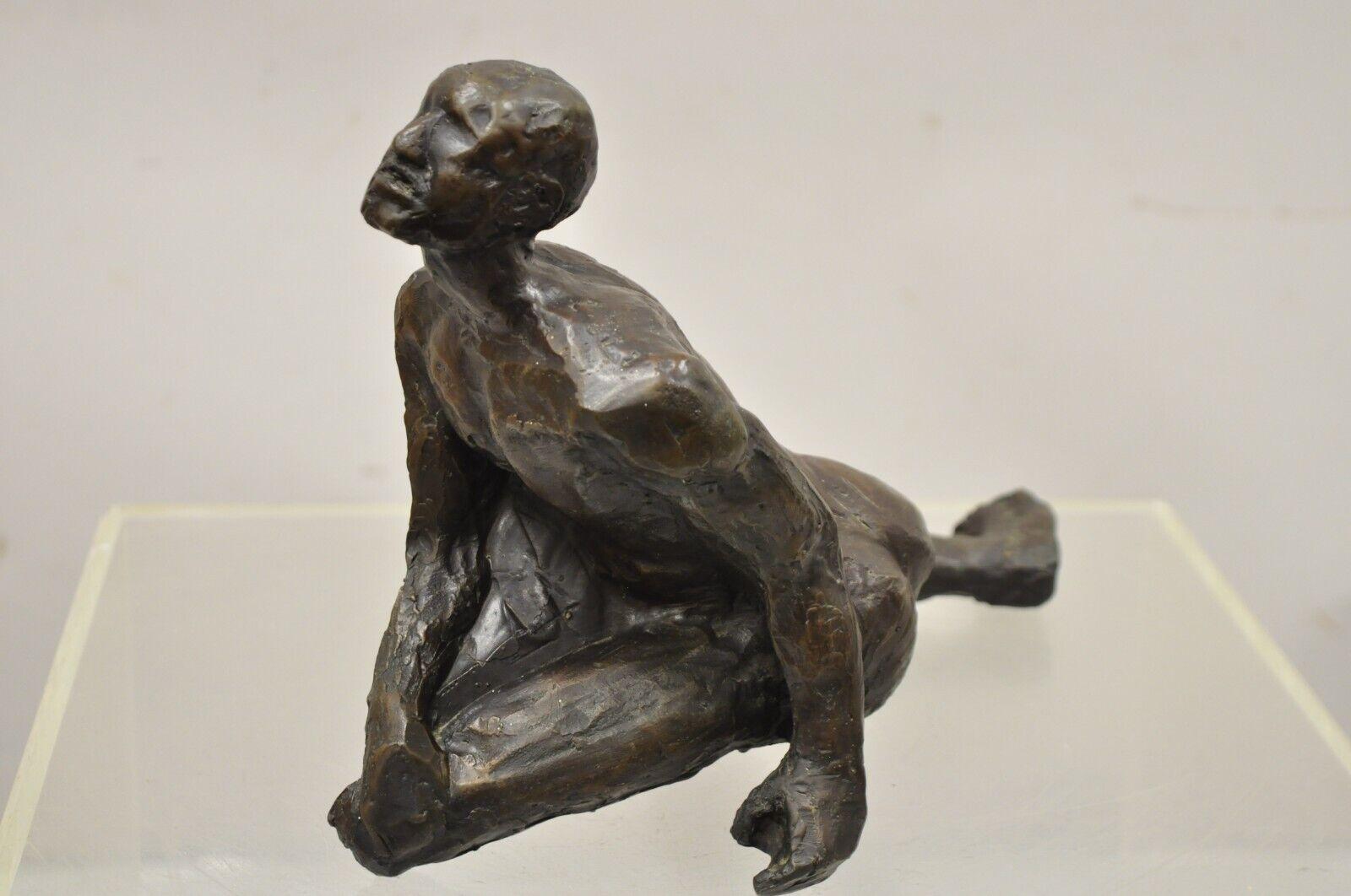 Russell Wray Brutalist Cast Bronze Abstract Male Nude Figure Sculpture Signed in vendita 5