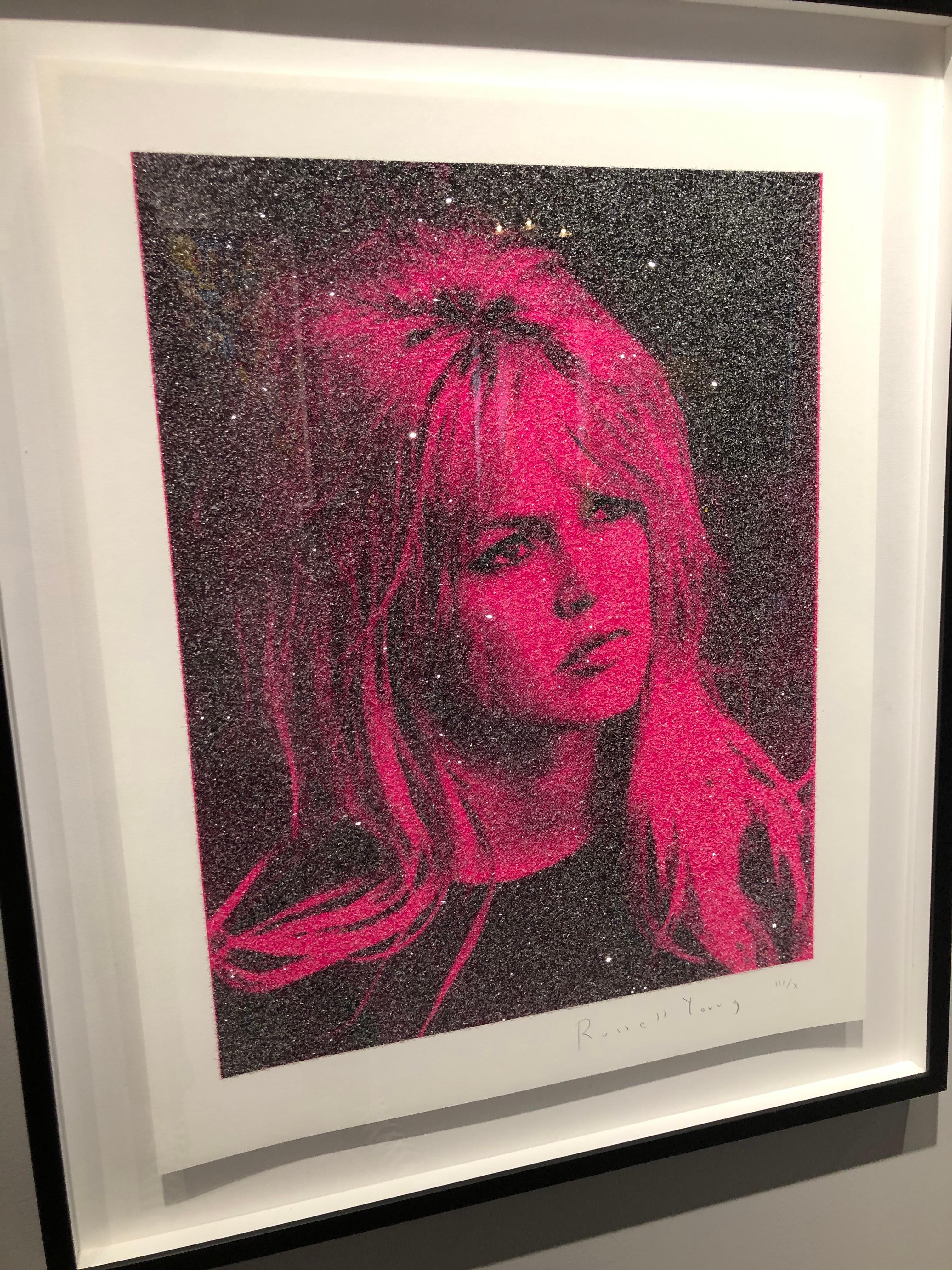 Bardot Femme Fatale 2017 , signed and numbered on the front - limited edition n. III/X
White wood frame and glass
About the artist :
Russell Young is a American-British Pop artist known for his large-scale silkscreen paintings of cultural icons. The
