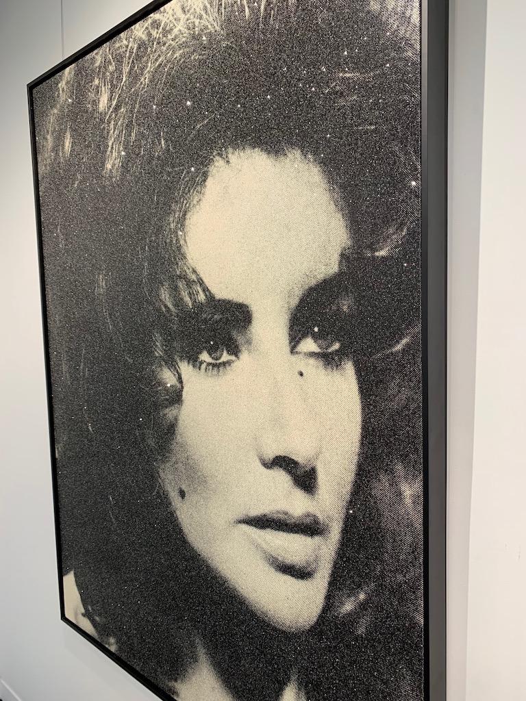 Elizabeth Taylor, Black & White - Contemporary Mixed Media Art by Russell Young