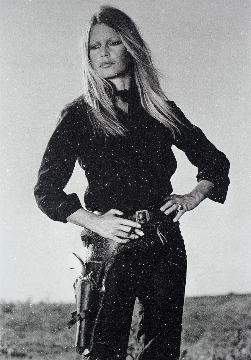 Bardot Cowgirl, Thunder White - Painting by Russell Young