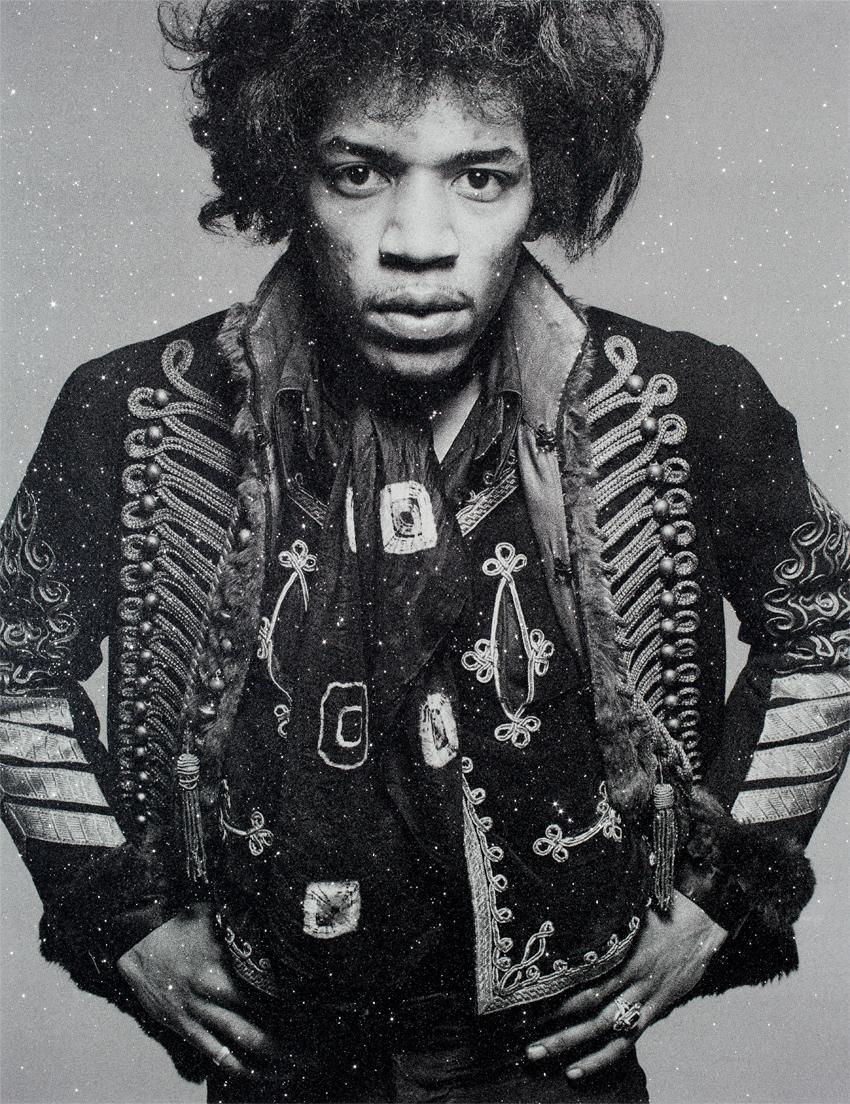 Hendrix Wild Thing, White Haze - Painting by Russell Young