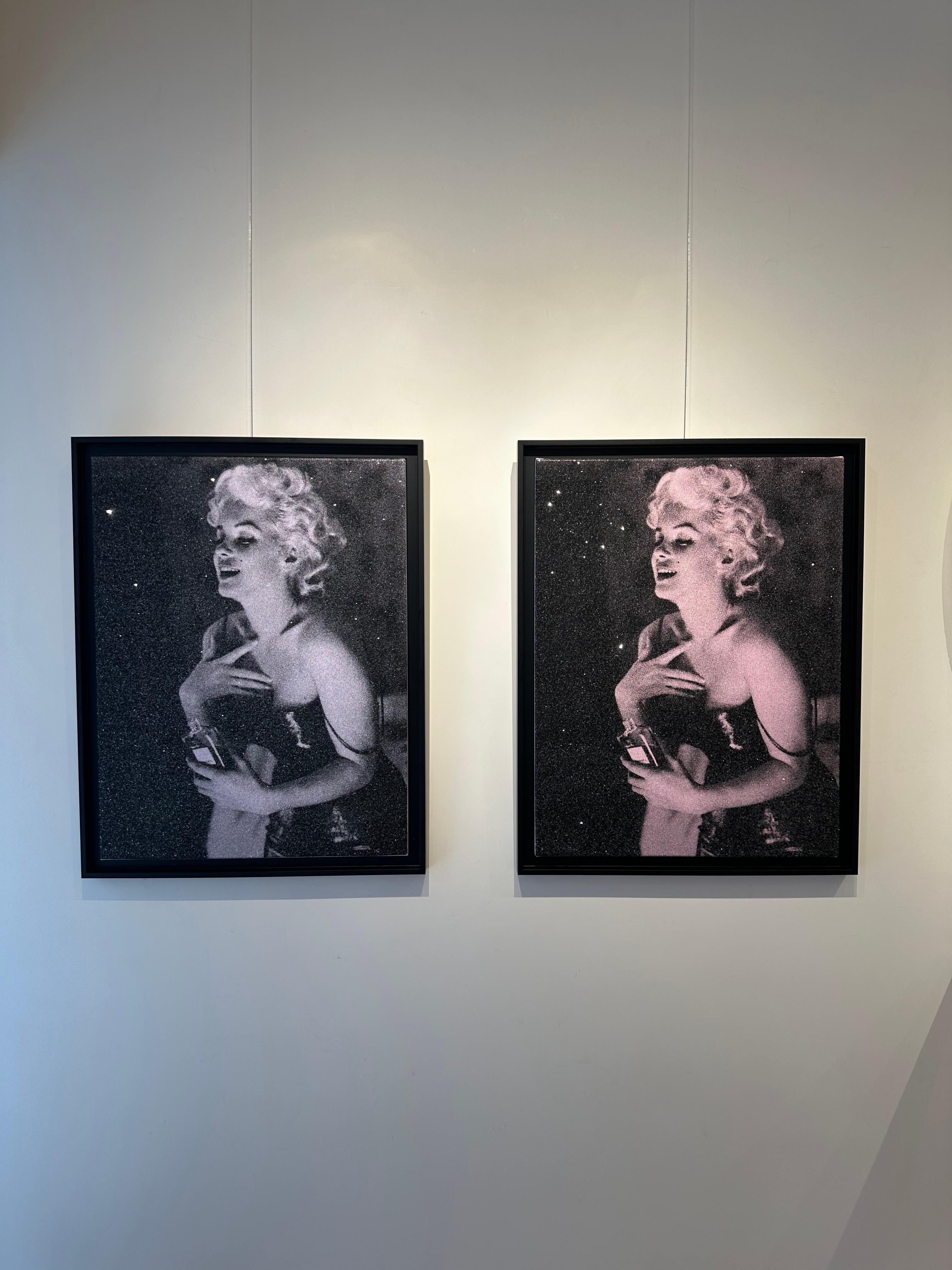 Marilyn Chanel Small Diamond - Black Portrait Painting by Russell Young