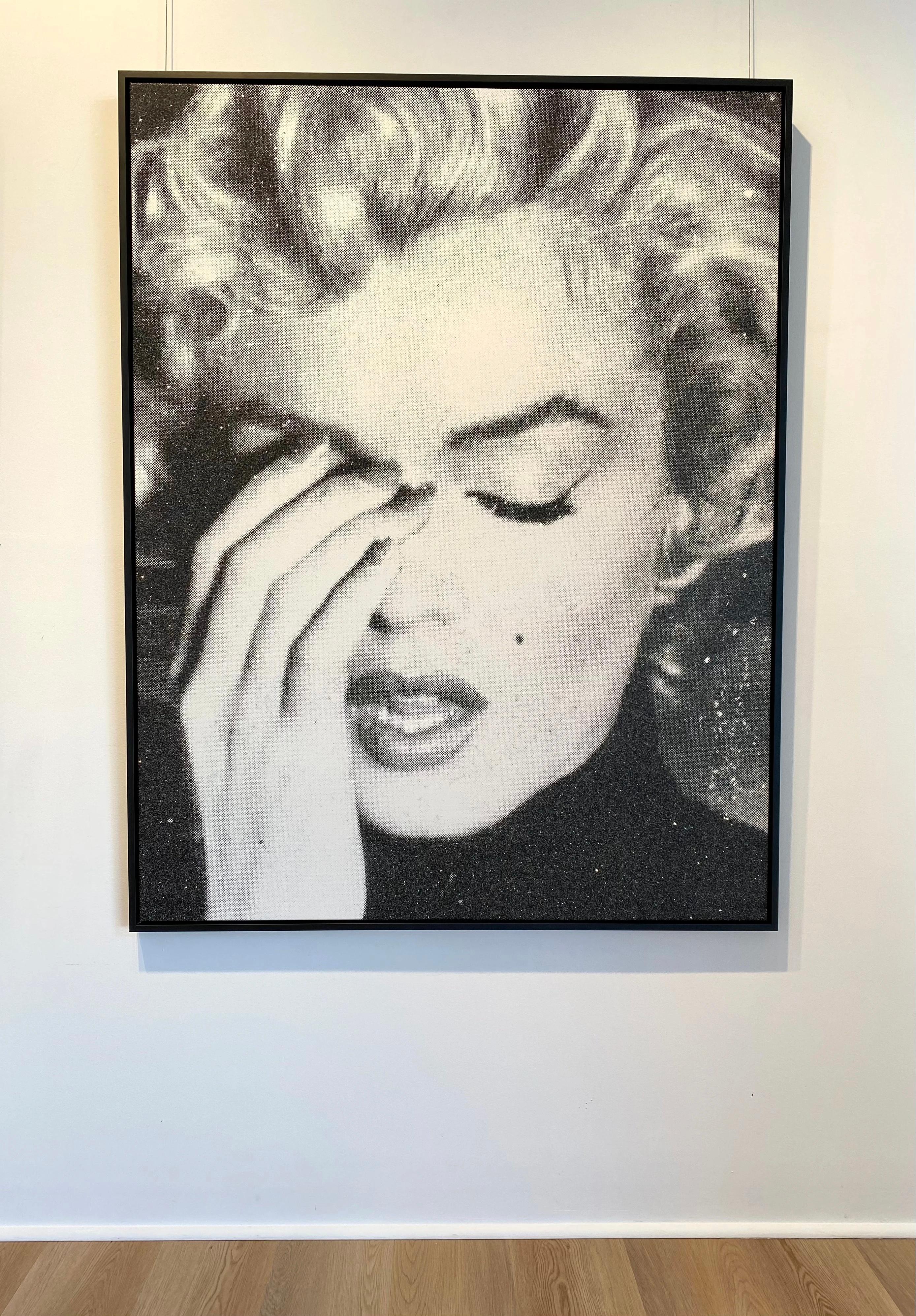 Marilyn Crying, Dove White + Black - Contemporary Painting by Russell Young