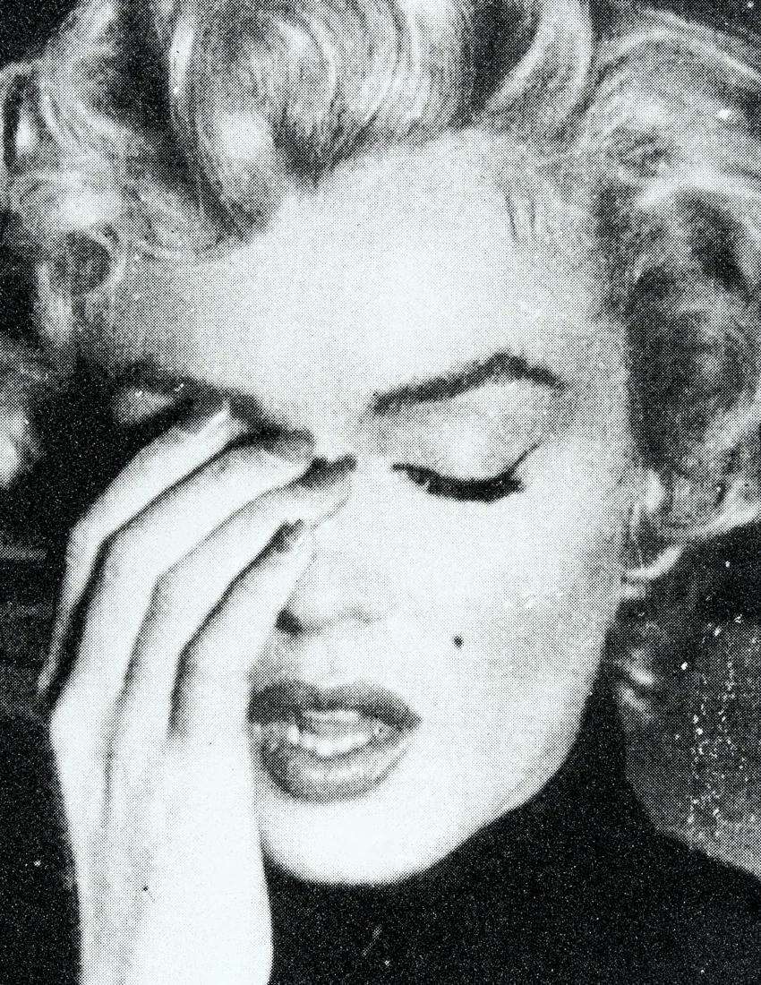 Marilyn Crying, Dove White + Black - Painting by Russell Young