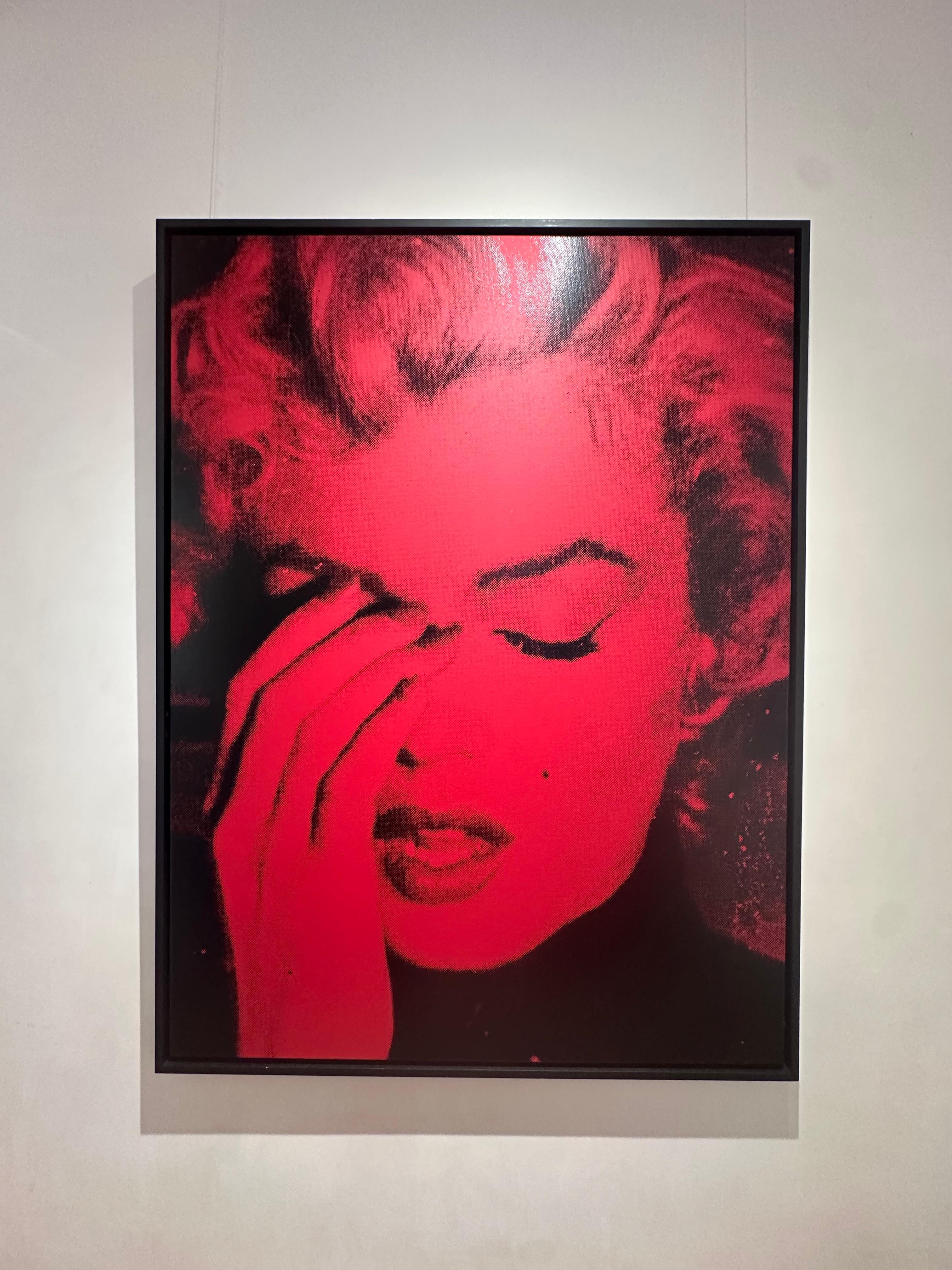 Marilyn Crying - Red Figurative Painting by Russell Young