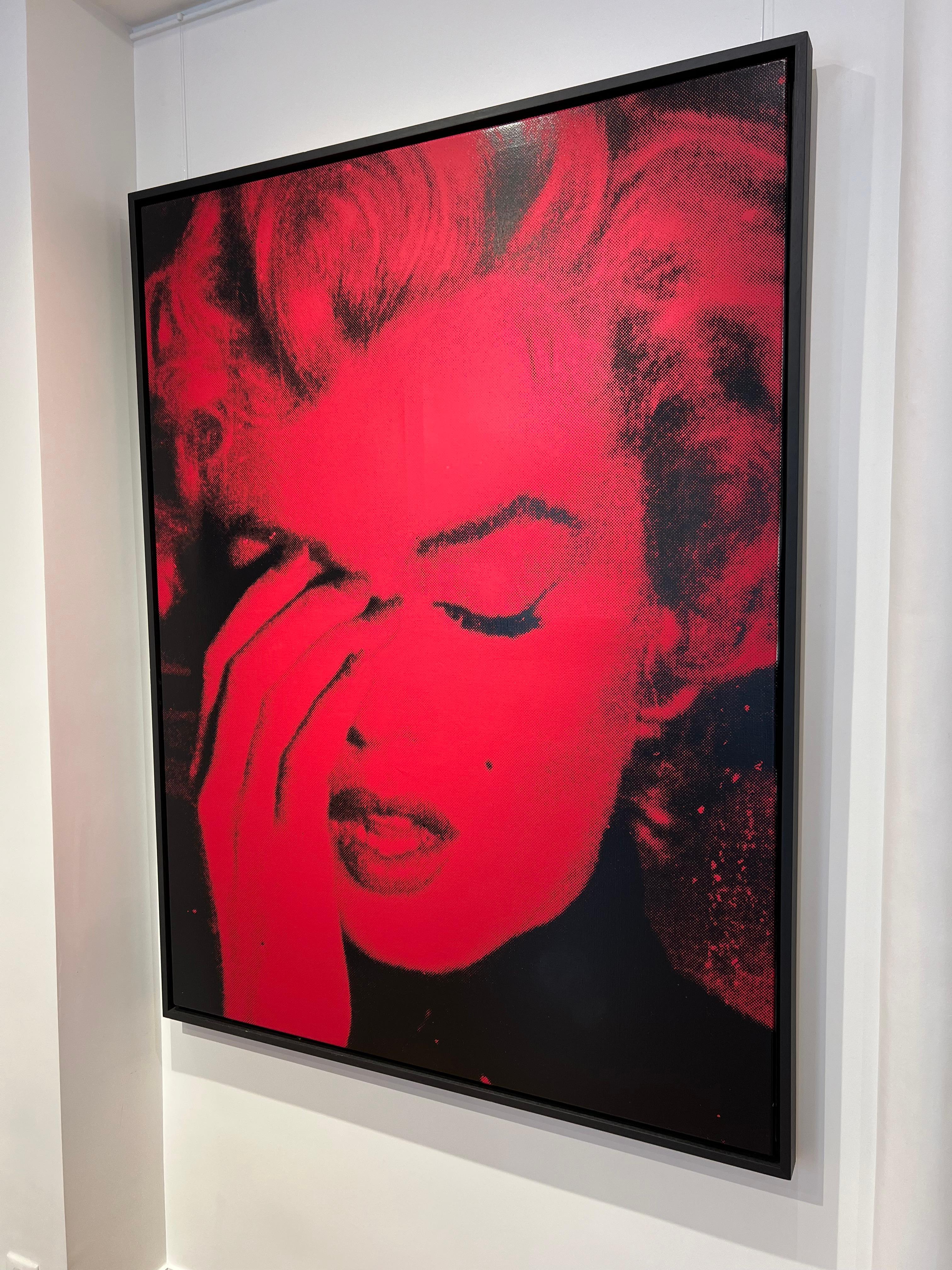 Original and unique artwork by Russell Young.
Acrylic paint and enamel screen print on linen, unframed dimensions 62 x 48 inches, 2008, from the series 