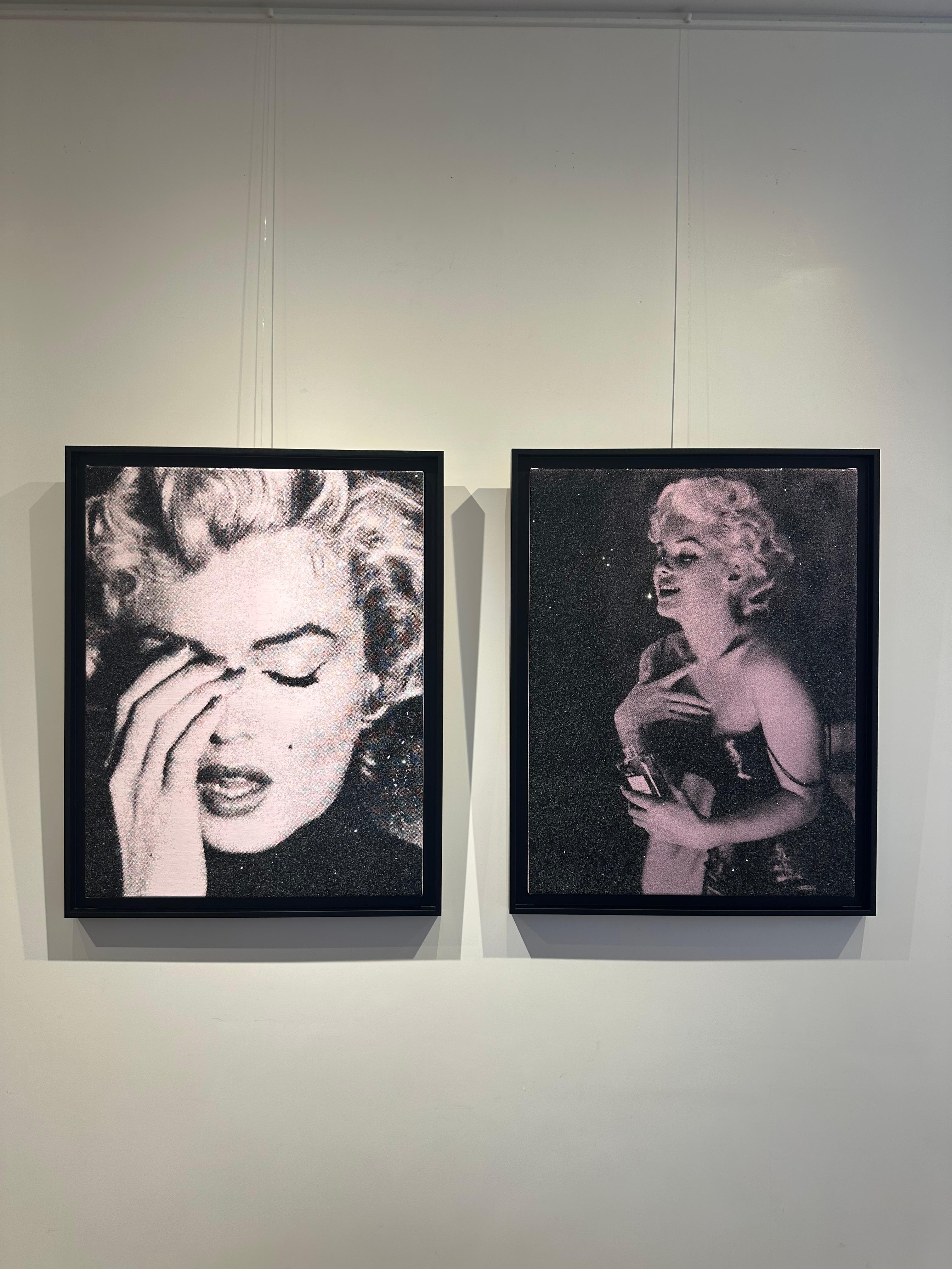 Marilyn Crying (Polaris Pink) - Gray Portrait Painting by Russell Young