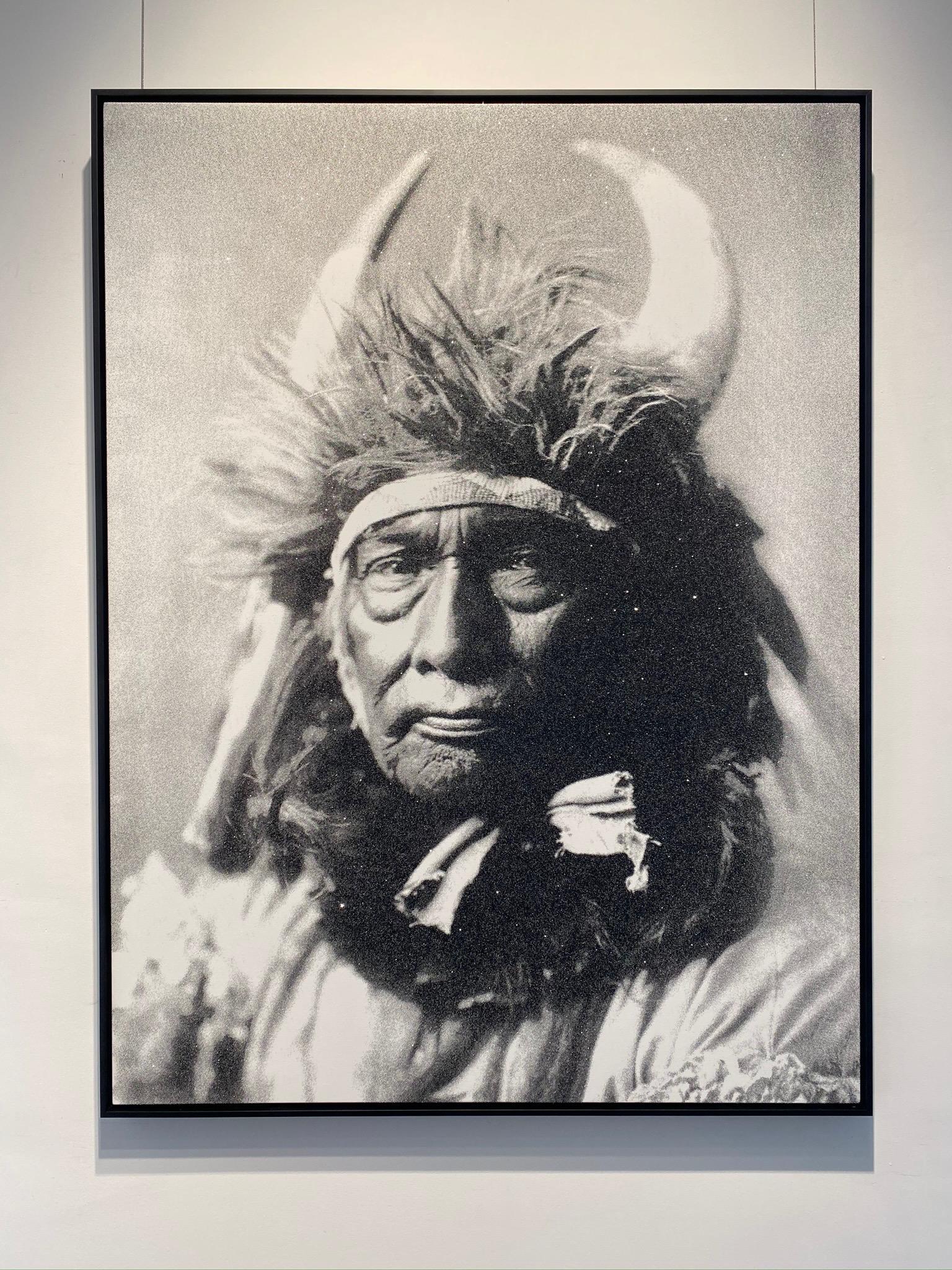 Bull Chief Apsaroke, Black & White - Photograph by Russell Young